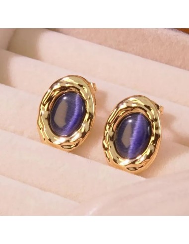 Boucles d'oreilles couleur bijou en acier doré
