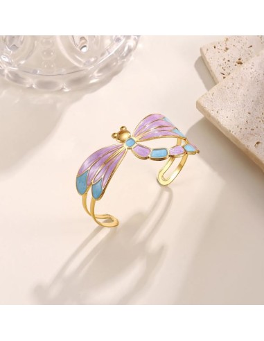 Bracelet libellule en acier doré