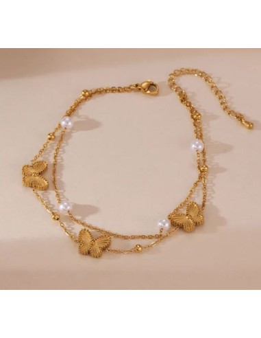 Bracelet de cheville en acier doré