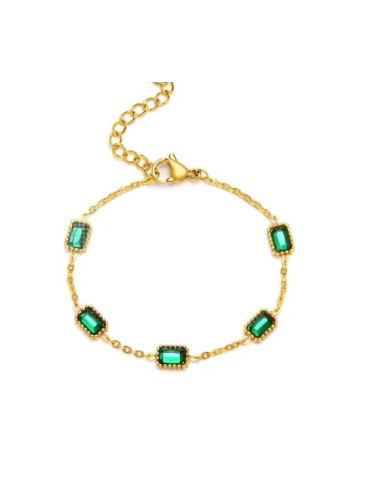 Bracelet vert en acier doré
