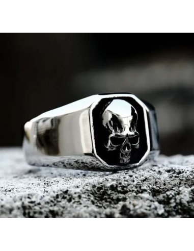 Bague chevalière skull en acier