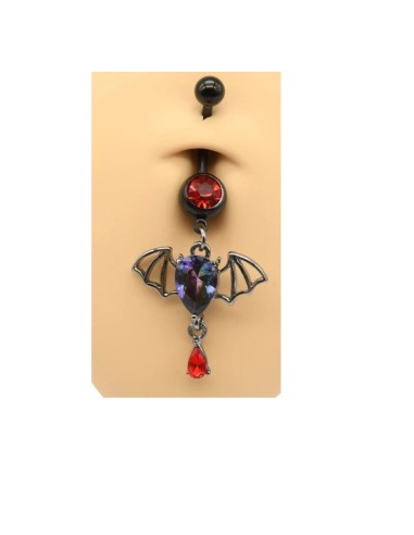Piercing nombril chauve souris en acier