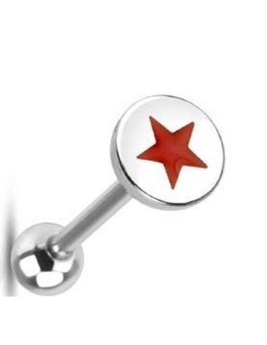 Piercing langue en acier 316L étoile rouge