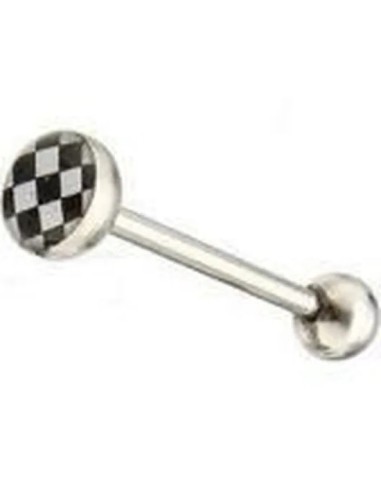 Piercing langue acier 316L damier