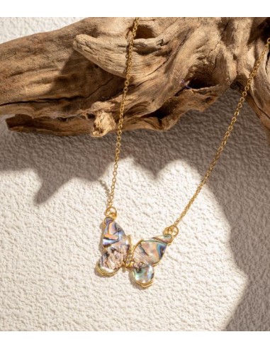 Collier papillon 3 zircones bijou en acier doré