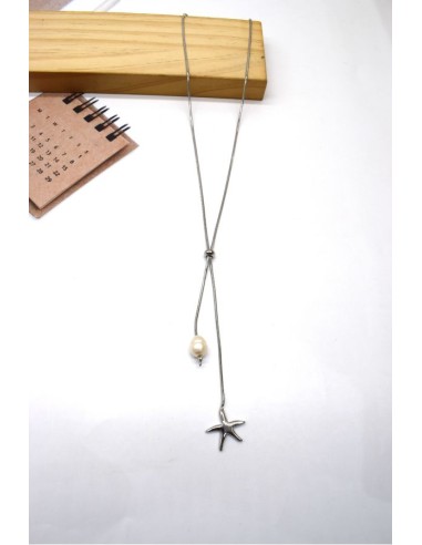 Collier étoile et perle bijou en acier 316L