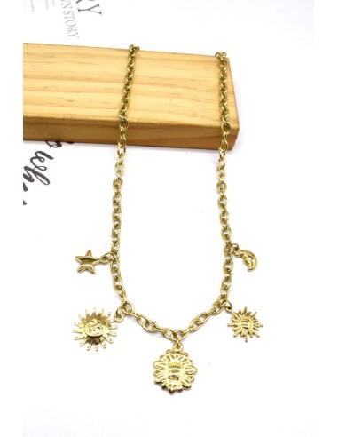 Collier breloques astral bijou en acier doré