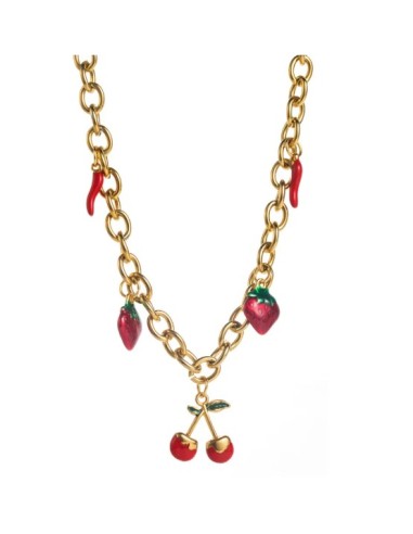 Collier cerises fraises et piment