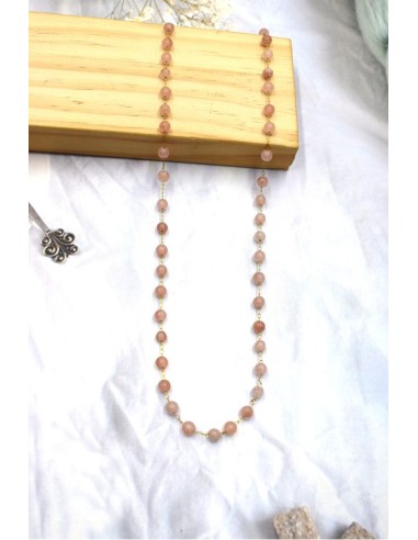 Collier agate rose perle en 4 mm bijou en acier 316L