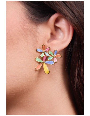 Boucles d'oreilles fleurs bijou en acier 316L