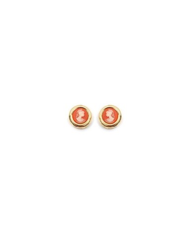 Boucles d'oreilles camé rose bijou en plaqué or