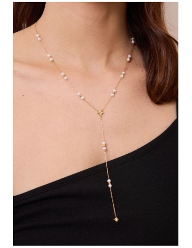 Collier perles en Y bijou en acier inoxydable