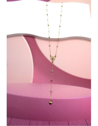 Collier soleil et agates bijou en acier 316L