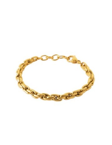 Bracelet doubles anneaux entrelacé en acier doré