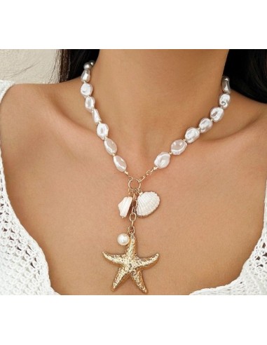 Collier de plage style baroque avec perles d'imitation