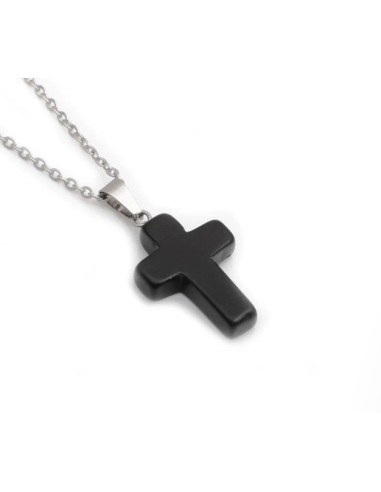 Pendentif croix en pierre Onyx