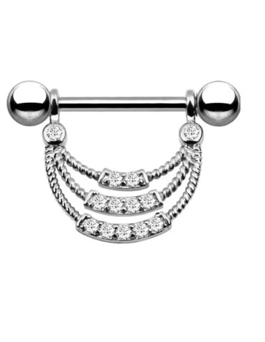 Piercing téton filigrane et 3 rangées