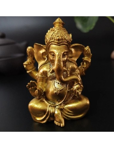 Déco Ganesh en résine dorée et en 9 cm