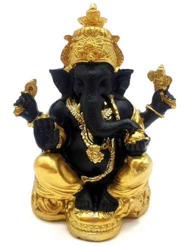 Figurine Ganesh noir et doré en 13 cm