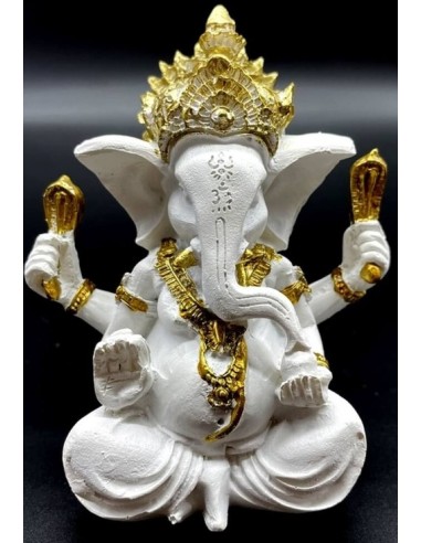 Déco Ganesh blanc et doré et en 13 cm