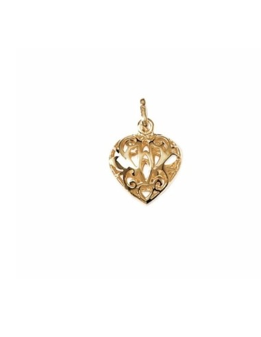 Pendentif cœur filigrané en plaqué or 3 microns