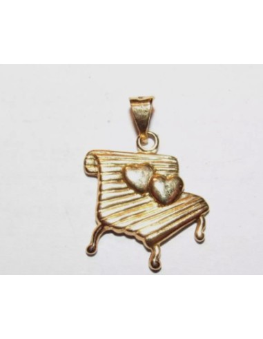 Pendentif banc et cœur en plaqué or 3 microns