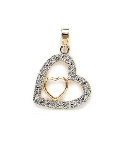 Pendentif double cœur en plaqué or 3 microns