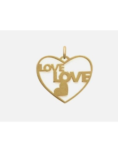 Pendentif cœur i love you bijou en plaqué or 3 microns