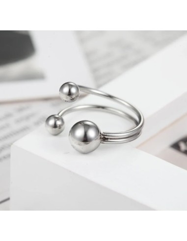 Bague 3 boules bijou en acier 316