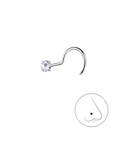 Piercing nez coudé cristal blanc 2.5 mm