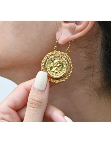 Boucles d'oreilles pièces pendantes bijou en doré