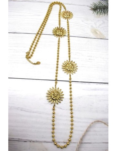 Collier sautoir 4 soleils bijou en acier 304 doré