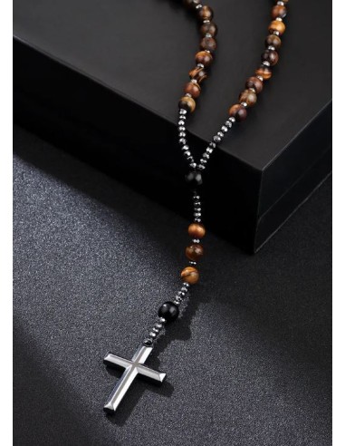 Collier avec pendentif en pierre naturelle œil de tigre