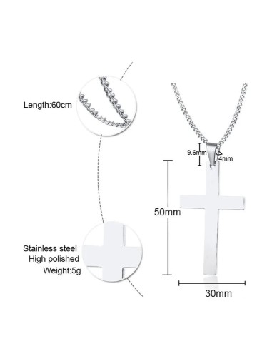 Pendentif collier croix bijou en acier 316
