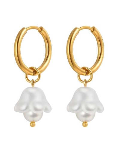 Boucles d'oreilles petites fleurs nacre et acier 304