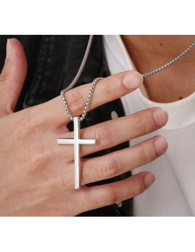 Collier croix en 49 mm bijou en acier 316