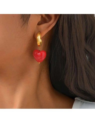 Boucles d'oreilles cœur rouge