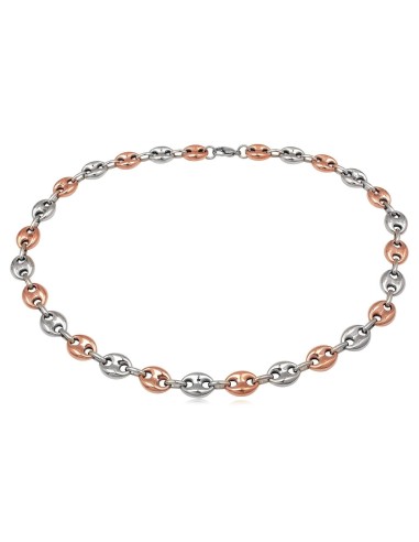 bracelet grain de café en acier bicolore 18 cm x 14 mm