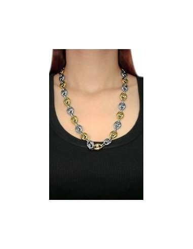 Chaîne Collier grain de café en acier doré 62 cm x 14 mm