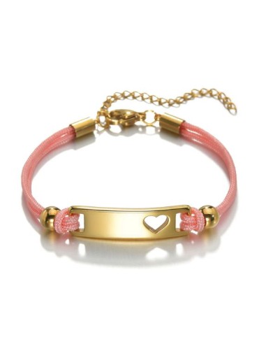Gourmette Identité coeur bracelet rose