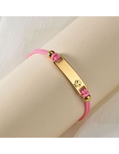 Gourmette Identité papillon bracelet rose