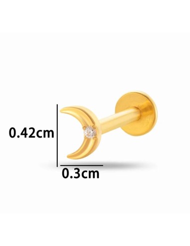 Piercing Tragus Cartilage lune dorée et zircones