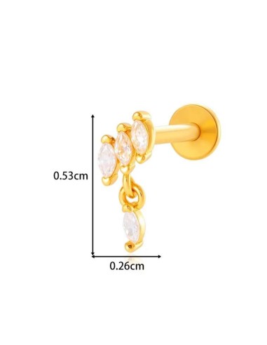 Piercing labret doré tragus pendant