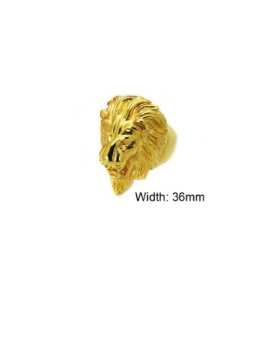 Bague lion bijou en acier 304 doré 36 mm