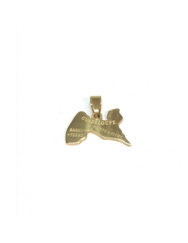 Pendentif carte de la Guadeloupe en acier doré