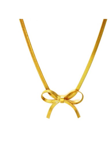 Collier nœud en acier doré 304