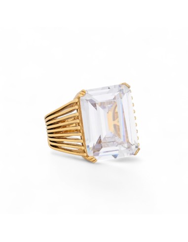 Bague rectangle en acier 304L doré