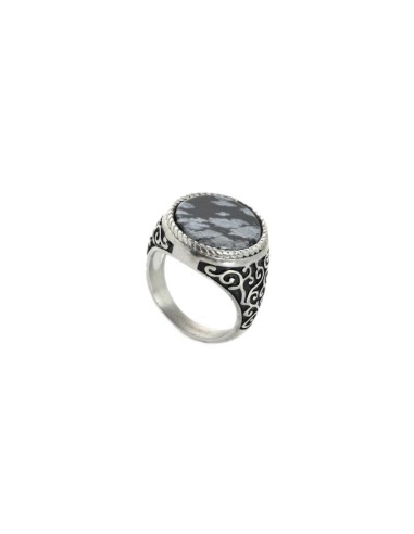 Bague obsidienne bijou en acier 304L