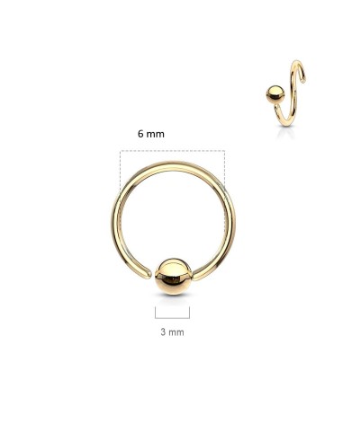 Piercing  anneau captif doré en 6 mm