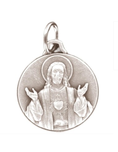 Médaille Sacré cœur de Jésus en alliage argenté 15 mm